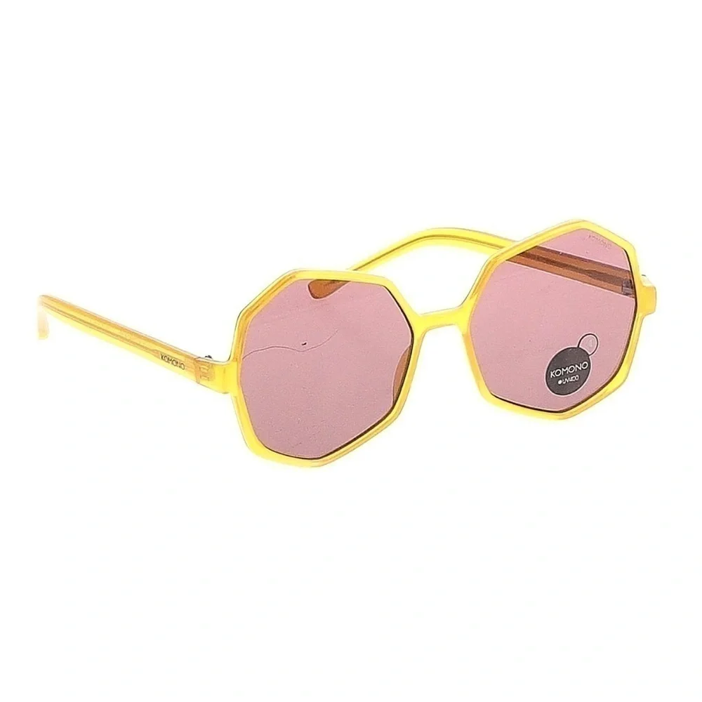 KOMONO Bonnie Milky Honey Sunglasses NEW yellow gold geometric UV400